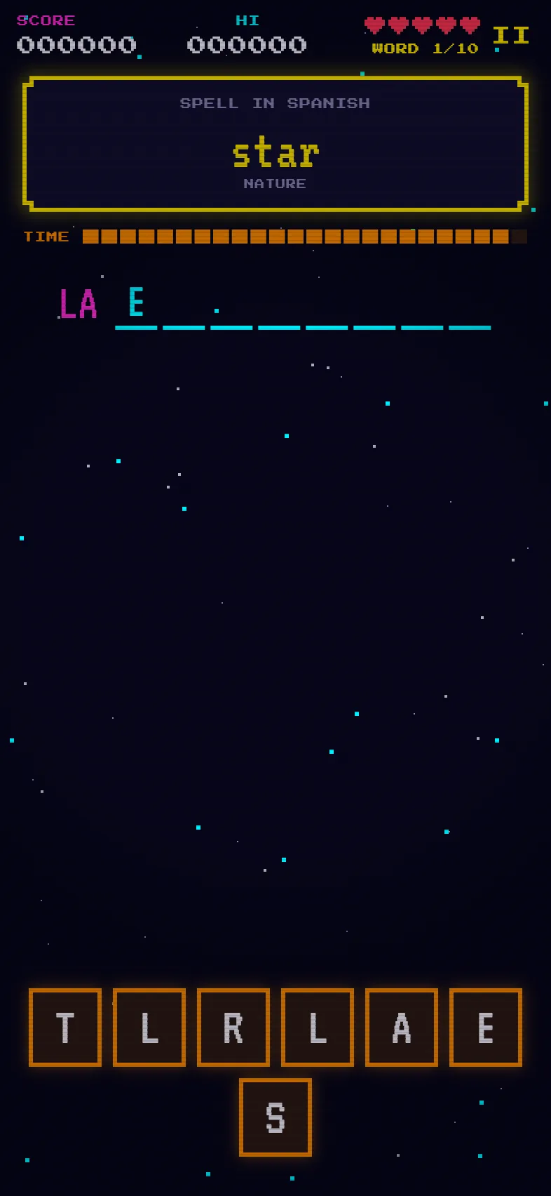 Spell Blaster: build the Spanish word letter by letter